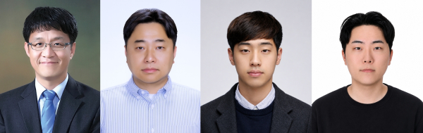 연구진 (왼쪽부터) : 최종무 교수, 유시환 교수(모바일시스템공학과), 대학원 인공지능융합학과 신호진 및 GuangxunZhao 박사과정.