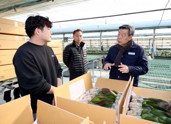 태안 호접란 농가를 방문한 가세로 태안군수.
