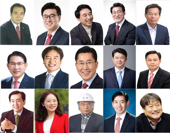 [정당, 직함 경력 생략] 왼쪽 위부터 강동복, 유진수, 박수현, 김근태, 나소열, 이기원, 복기왕, 박경귀, 조한기, 이완섭, 박우석, 박서영, 정석래, 정용선, 김영호 예비후보