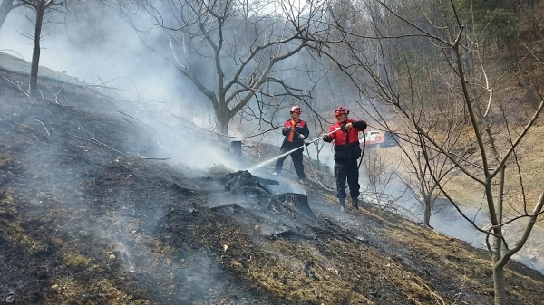 산불진화대 산불진화 장면
