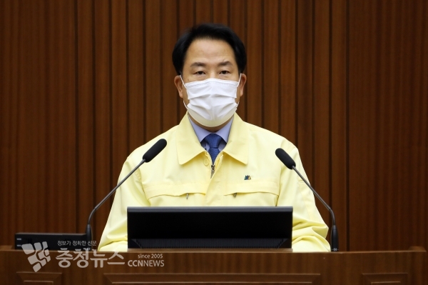 5분 발언하는 상병헌 세종시의회 의원 / 충청뉴스 최형순 기자