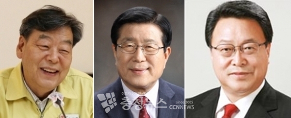 왼쪽부터 가세로 현 태안군수, 한상기 전 태안군수, 김세호 전 태안군수