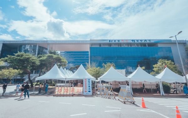 서북구선별진료소 모습