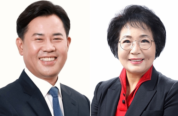 왼쪽부터 민주당 박정현, 국민의힘 홍표근 부여군수 예비후보