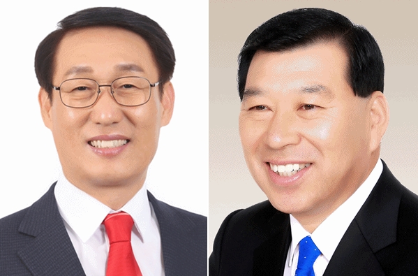왼쪽부터 국민의힘 이용록, 민주당 오배근 홍성군수 예비후보