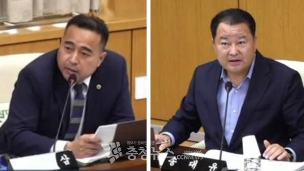 (왼쪽부터) 국민의힘 김영삼 시의원, 더불어민주당 송대윤 시의원.