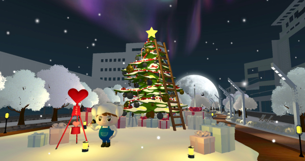 메타버스 플랫폼 제페토에서 유성구 캐릭터 ‘유성이’가 크리스마스 축제를 즐기고 있다.