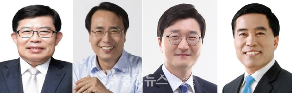 왼쪽부터 국민의힘 윤창현 국회의원, 한현택 전 동구청장, 더불어민주당 장철민 국회의원, 황인호 전 동구청장