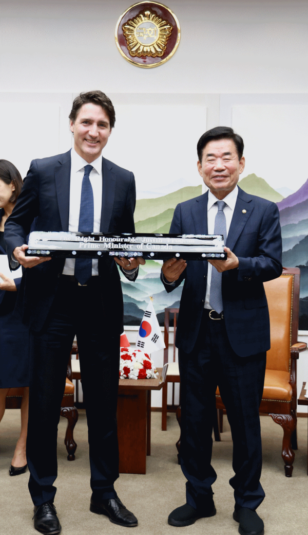 김진표 국회의장과 트뤼도 캐나다 총리
