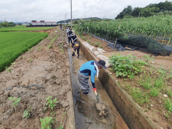 배수로 퇴적물 제거 작업 사진
