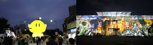 (좌) 15m 초대형 꿈돌이(0시축제 등) (우) 도심미디어아트 (대전근현대사전시관)