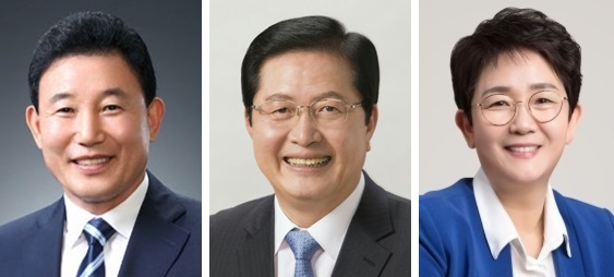 22대 총선 더불어민주당 소속 대전지역 전직 기초단체장 출신 후보자. 사진 좌측부터 박용갑 중구 후보(전 중구청장), 장종태 서구갑 후보(전 서구청장), 박정현 대덕구 후보(전 대덕구청장)