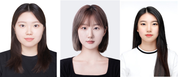 (왼쪽부터) 2024년 여대학원생 공학연구팀제 지원사업에 선정된 국립한밭대학교 창의융합학과 이정인, 박은서, 황유정 씨