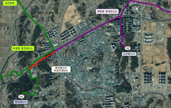 비상연계 관로 운영 모식도