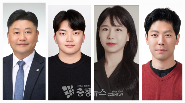 2025년 4월 2일 대전시의원 유성구 제2선거구 보궐선거 예비후보. (왼쪽부터) 더불어민주당 방진영, 국민의힘 강형석, 조국혁신당 문수연, 우리공화당 박주호 예비후보