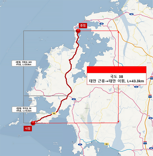 국도 승격구간 위치도.