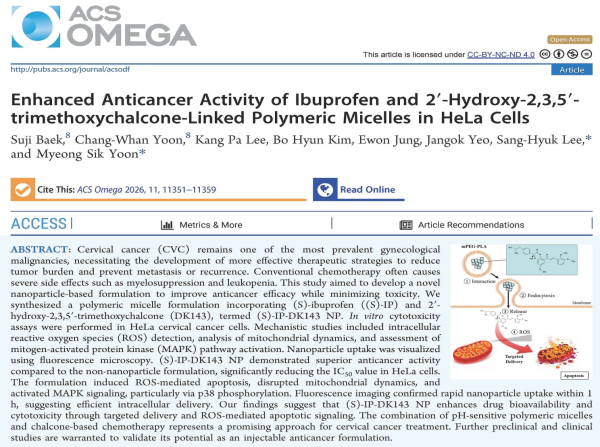 호서대 연구팀의 연구 결과가 SCIE 학술지 ACS Omega에 게재됐다