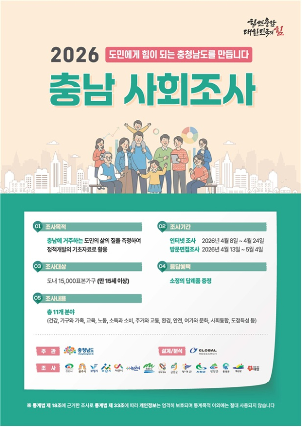2026년 충남 사회조사 실시 홍보물