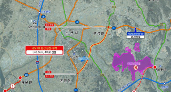 대체우회도로 위치도
